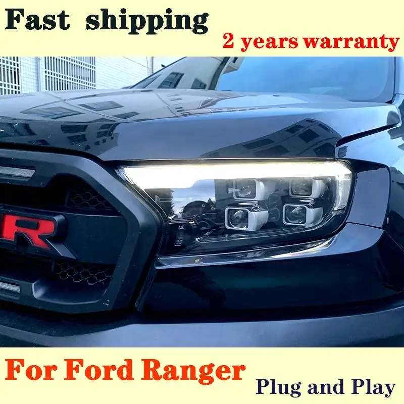 

Car Stlying For Ford Ranger 2016-2020 Everest T6 FL T7 T8 Raptor 4 Projector Head Lamp LED Headlight Of Dynamic Turn Signal