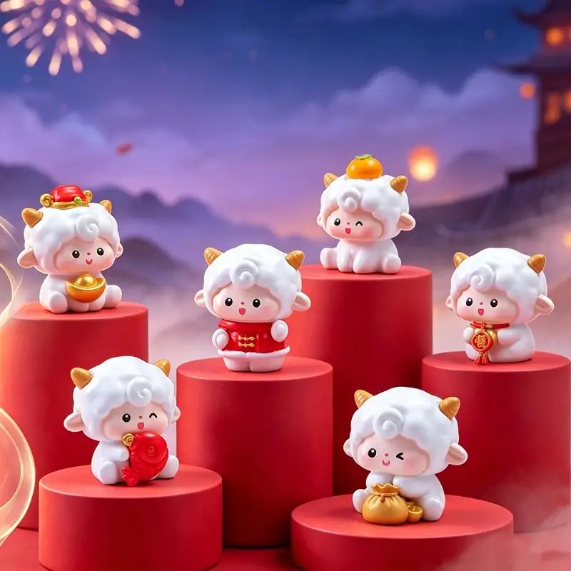 【B】2027 Year Of The Goat Mini Resin Figurines Cute Lucky Designs For Home Desktop Decor New Year Gifts Collection