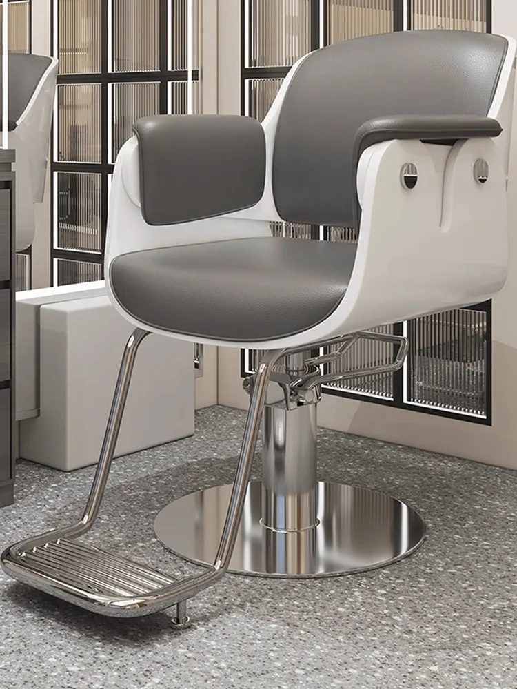 

Online Celebrity Fashion Creativity Advanced Hairdressing Chair Modern Light luxury Stainless Steel Leather Lift Fall Chair