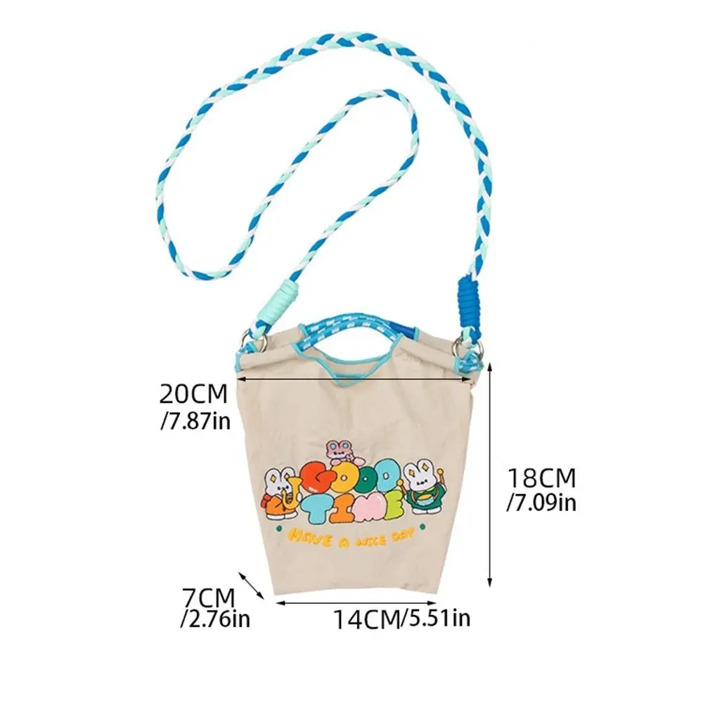 Bolso de lona con bordado de cadena de bola impresa, bolso cruzado de nailon japonés Simple, bolso de compras para niñas