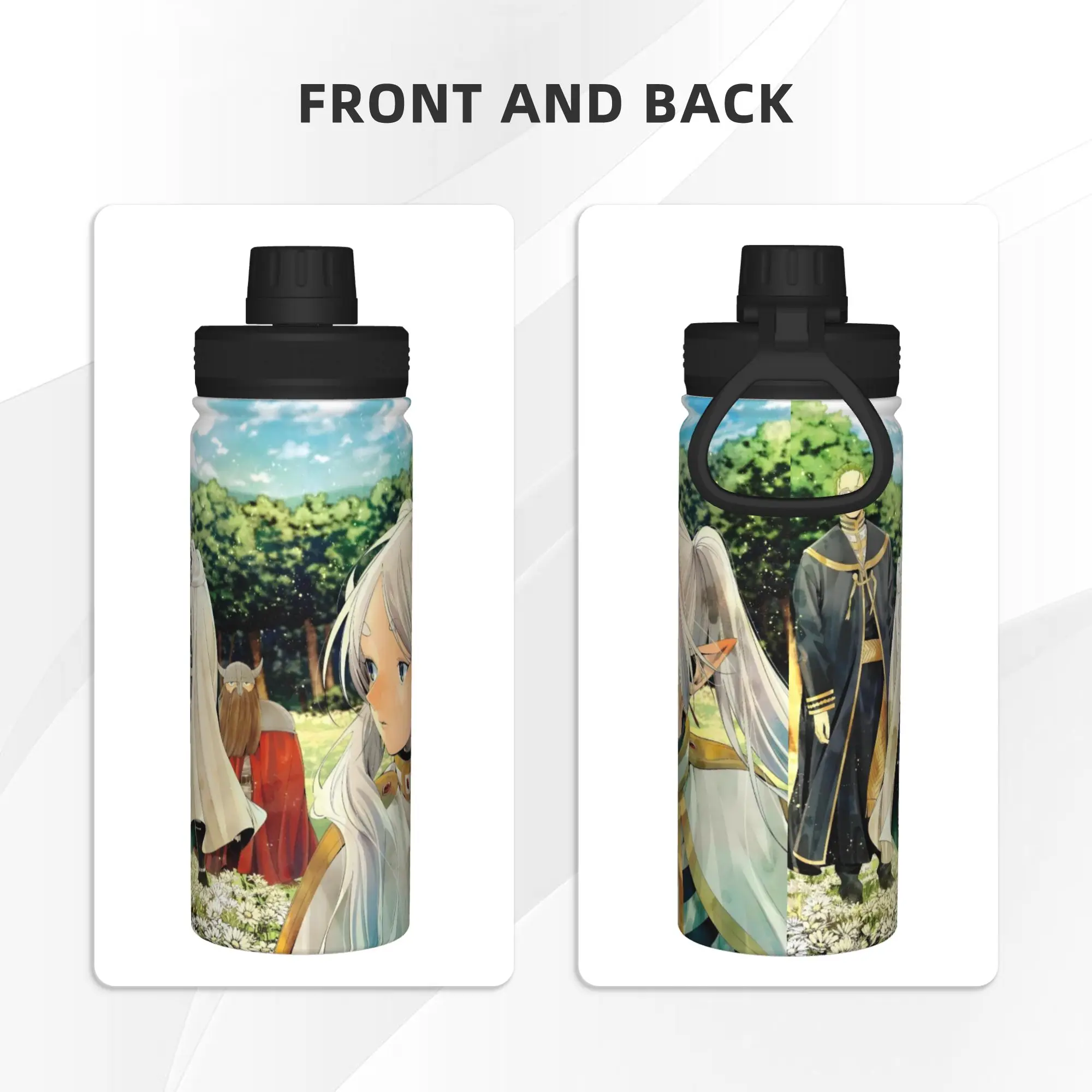 Frierens Beyond Journey's End Anime 18OZ Sports Insulated Kettle  Thermal Cup Stainless Steel Office Home Mug Spill Proof