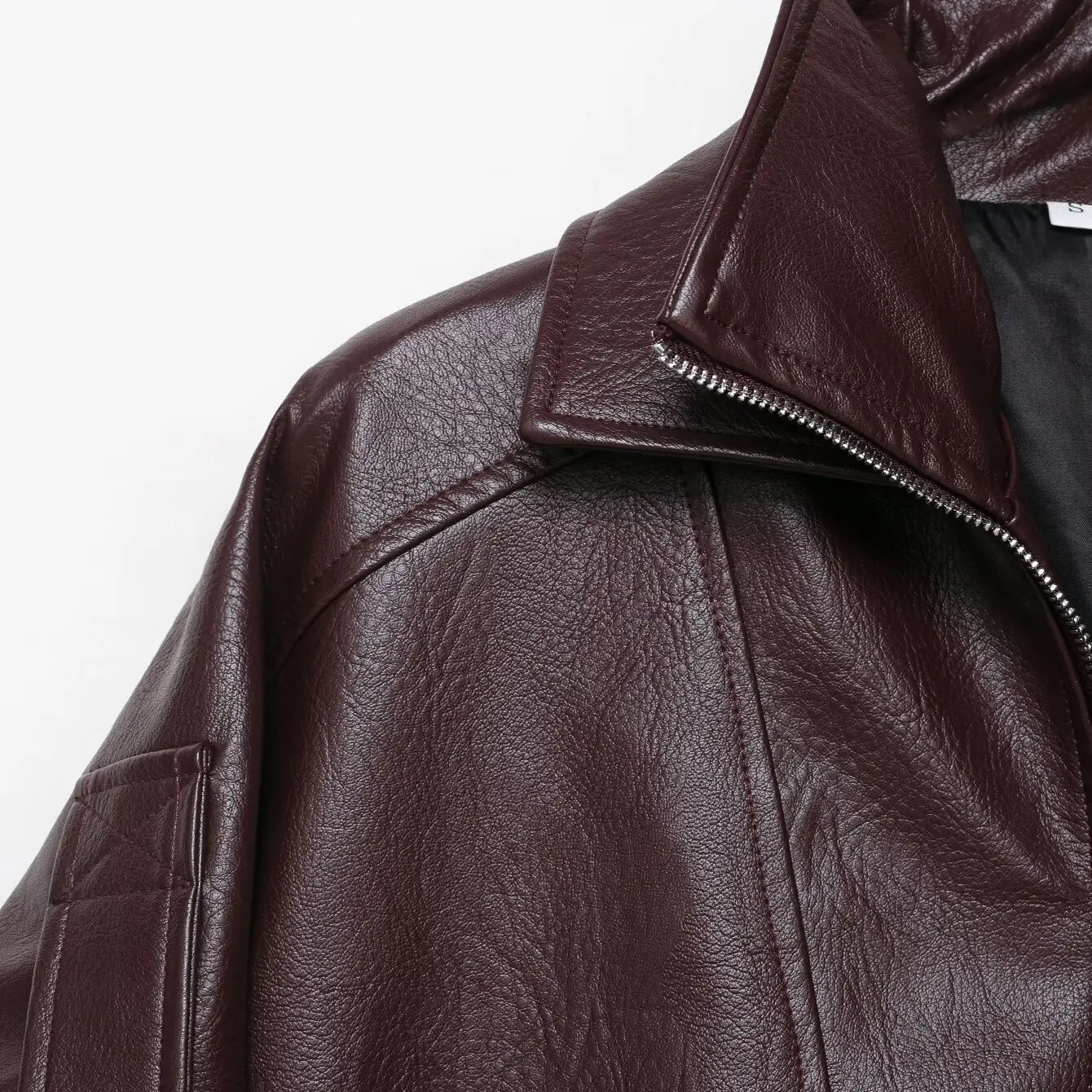 Faionable Autumnal Biker Jaet Feminino Sli Versátil Simples Silhueta Or Casaco de Fibra de Poliéster Senhoras Faion