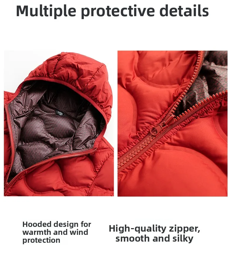 سترة COMXZ Fashion للرجال بغطاء للرأس للتخييم في الهواء الطلق سترة خفيفة الوزن بتصميم بلون سادة للمشي لمسافات طويلة معطف شتوي للحماية من البرد #5