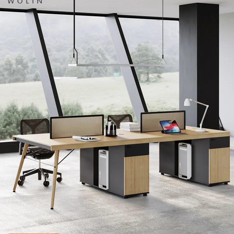 Staff desk: simple and modern, staff screen workstation, four-seater clerk card position, industrial wind table and chair