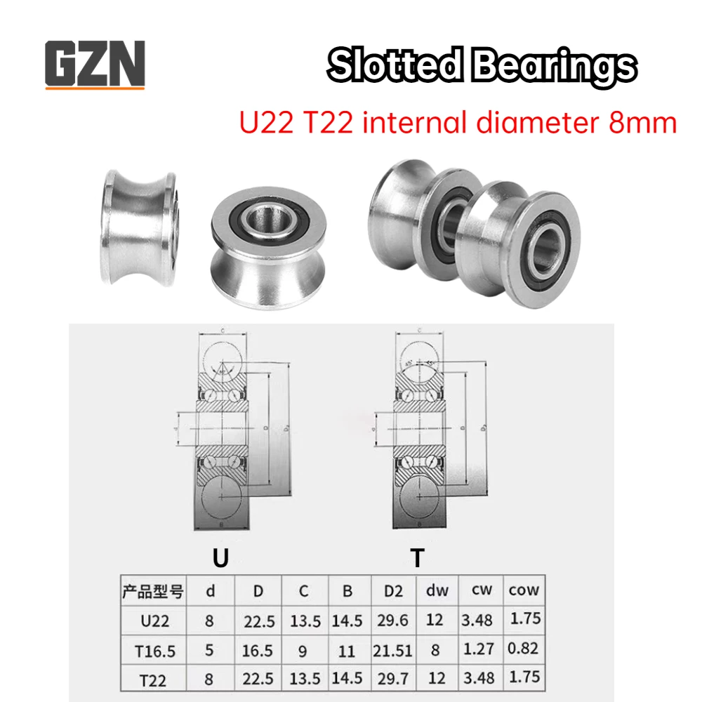 1PCS High-precision T-slot U-slot Bearing U22T22 Track Wheel Pulley Bearing Over 12 Axis 8 * 22.5 * 14.5 * 13.5 mm