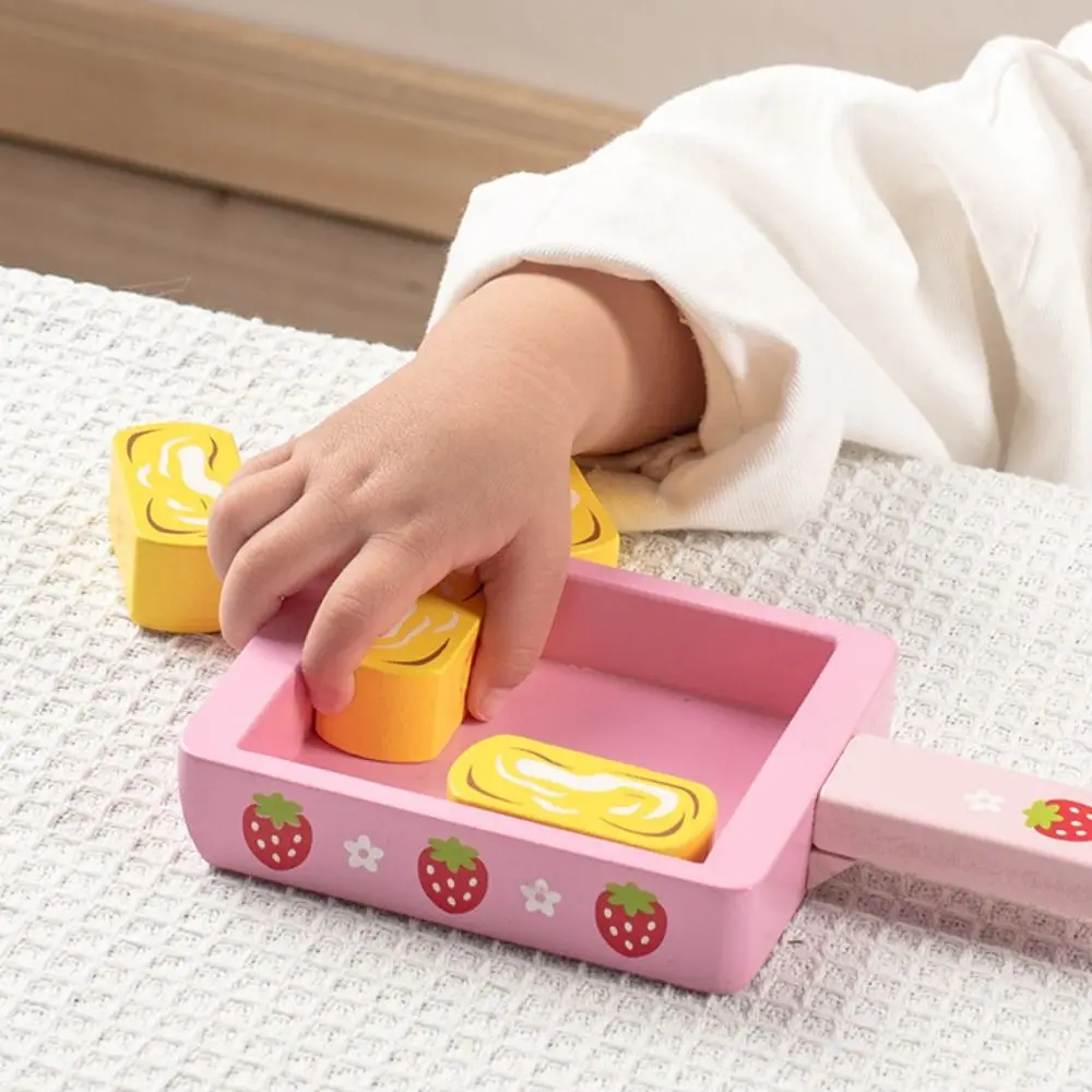 Strawberry Design Wooden Simulation Cake Double Birthday Cake Tteokbokki Model Pretend Play Kitchen Food Interactive Features