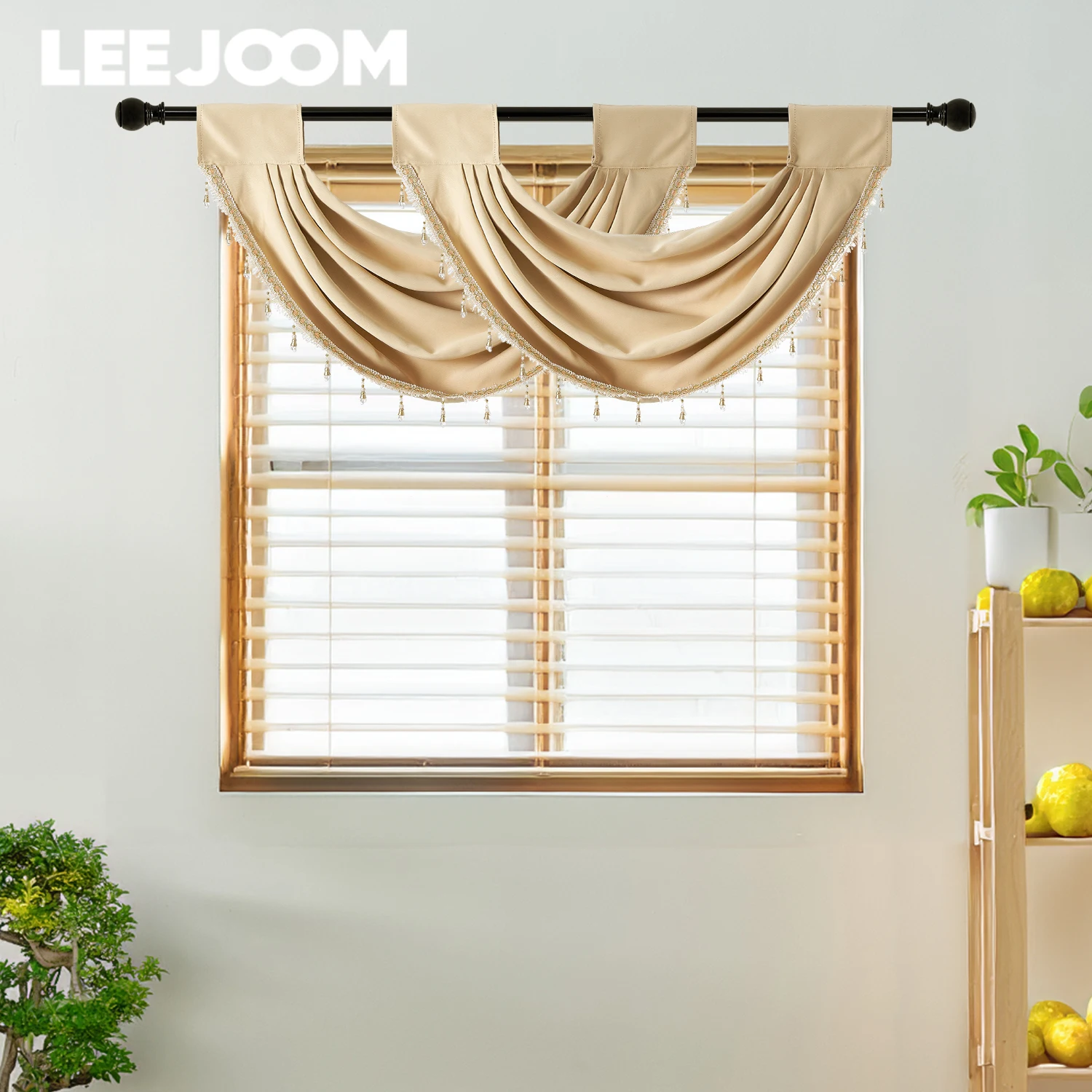 LEEJOOM Solid Curtain Window Valance Curtain Head Luxury Window Decor for Bay Window Balcony Home Decor 1PC