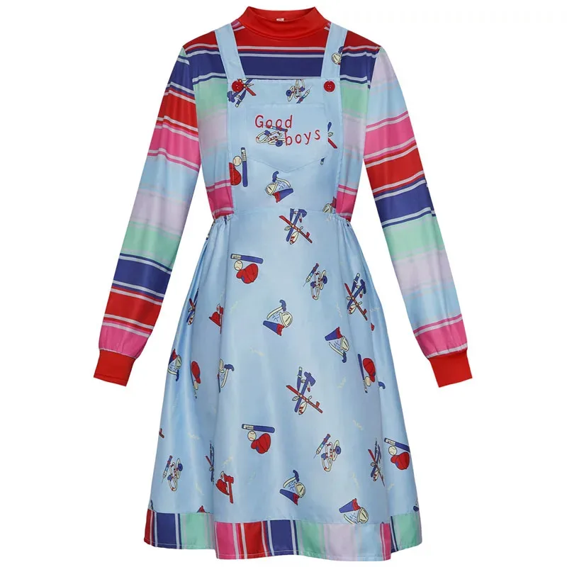 كاندي 2025الهالوين الكبار الاطفال مكتنزة تأثيري حلي ارتداءها الحمالات فستان مخطط قميص و بذلة الرجال دمية وزرة Fe #4