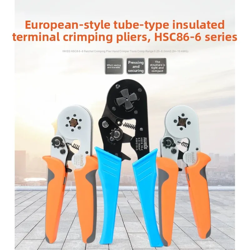 Ferrule Terminal Crimping Plier, Self-adjustable Sleeve Crimper 0.5-6mm² Pin Wire Connection