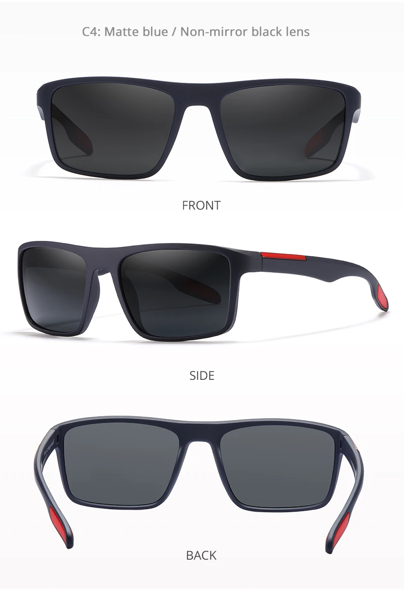 KDEAM Polarisierte, rechteckige Sonnenbrille für Herren, ultraleicht, ideal für den Einsatz im Freien, für lange Tage und verschiedene Lebensstile. – Detail 10