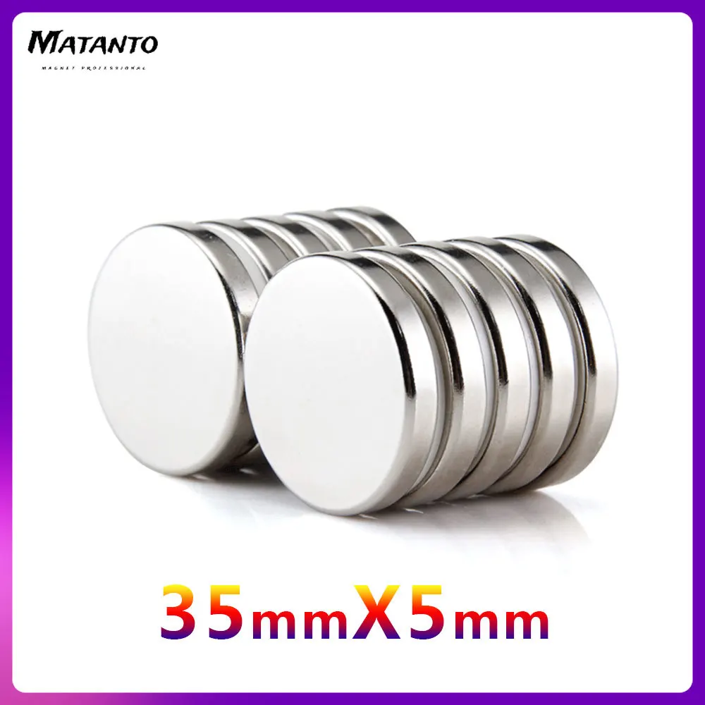 

1/2/5/10/15PCS 35x5 mm Disc Rare Earth Neodymium Magnet N35 Strong Permanent Magnets 35x5mm Bulk Round Search Magnet 35*5 mm