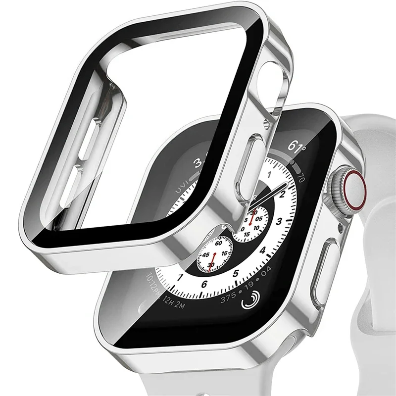 Glass+Cover for Apple Watch Case 45mm 41mm 44mm 40mm accessories Tempered Screen Protector iWatch series 7 8 9 SE 6 5 4