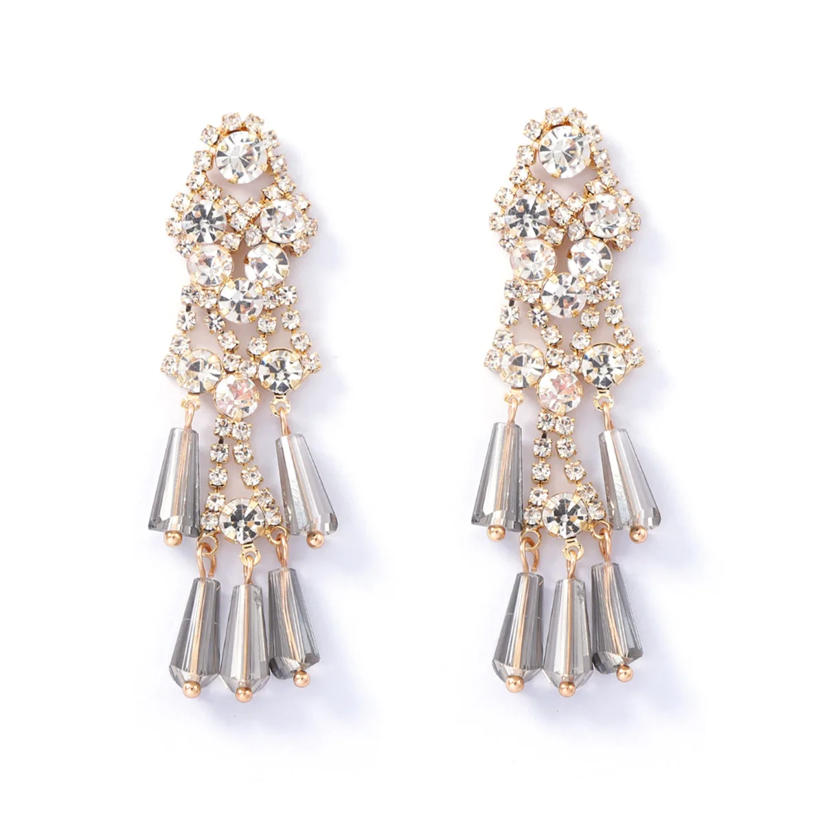 2026 Personalisiertes Design Glänzende Kristall-Strass Lange Quasten-Ohrringe für Damen Mode Feiertags-Party Schmuck Geschenke – Detail 5