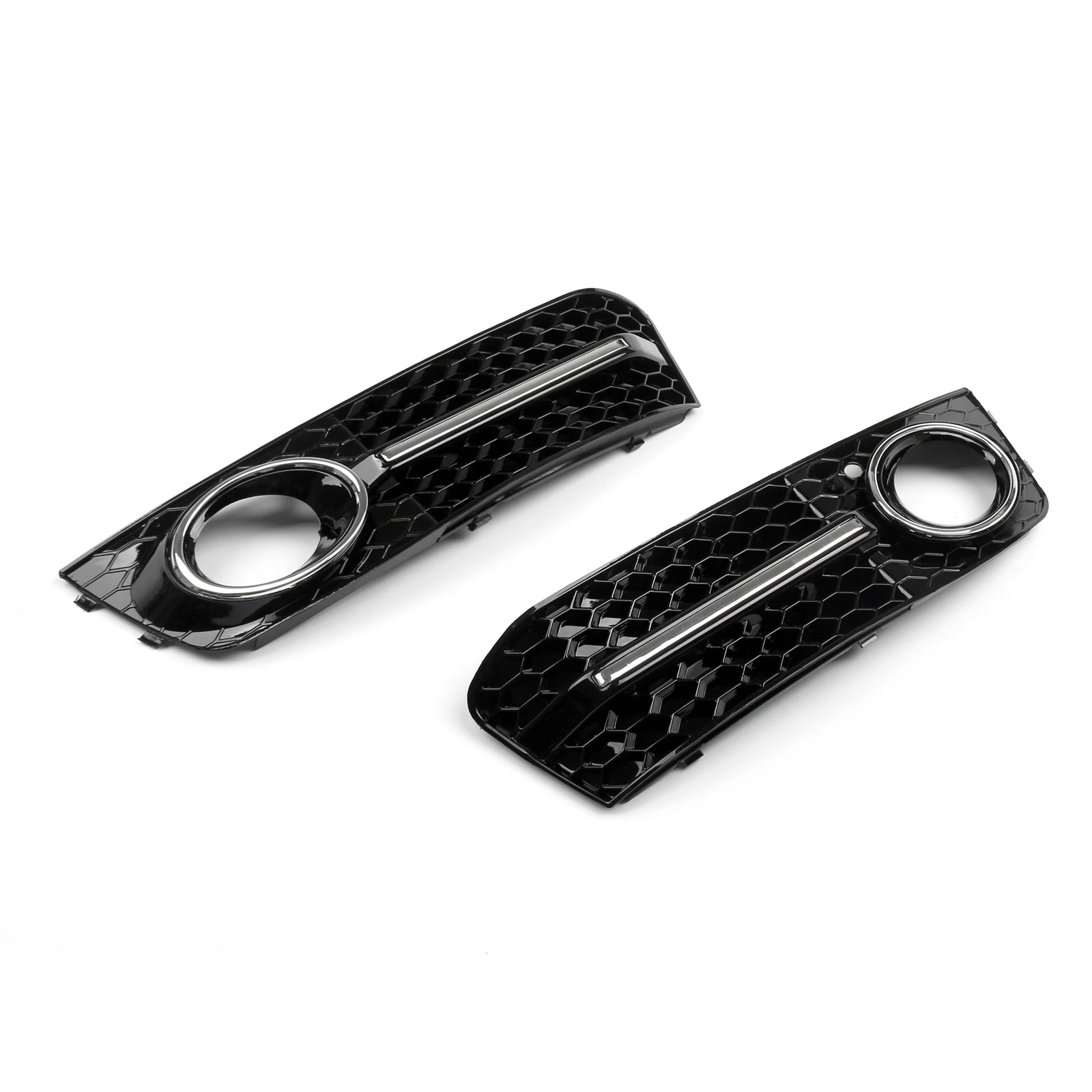 Artudatech LH Chrome Honey Comb Fog Light Cover Grille Grills For Audi A4 B8 2009-2012