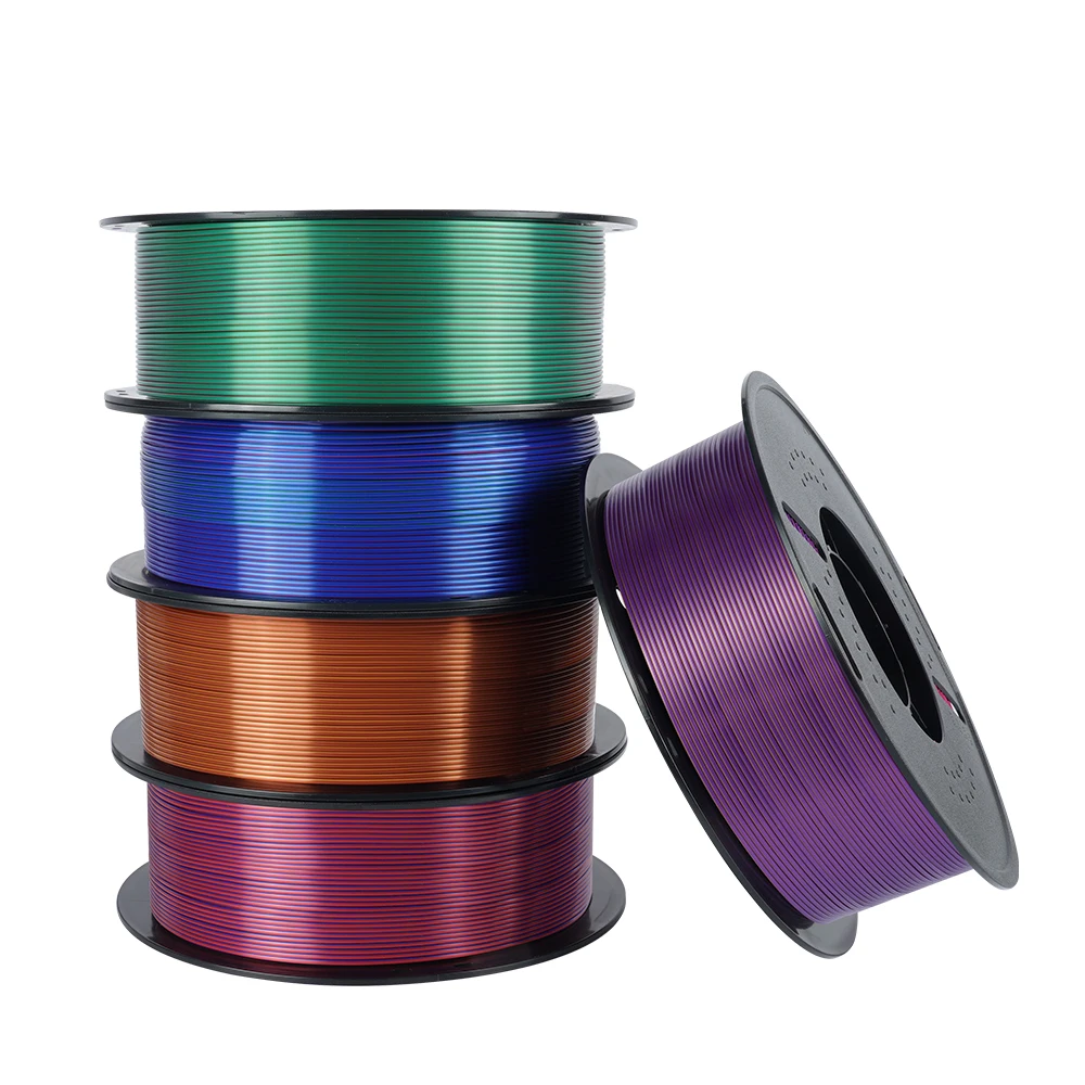KINGROON 5 kg dreifarbiges Seiden-PLA-Filament 1,75 mm, dreifarbiges Coextrusions-3D-Druckmaterial, neuer Farbwechsel, 5 Rolle 1 kg/Spule – Detail 13