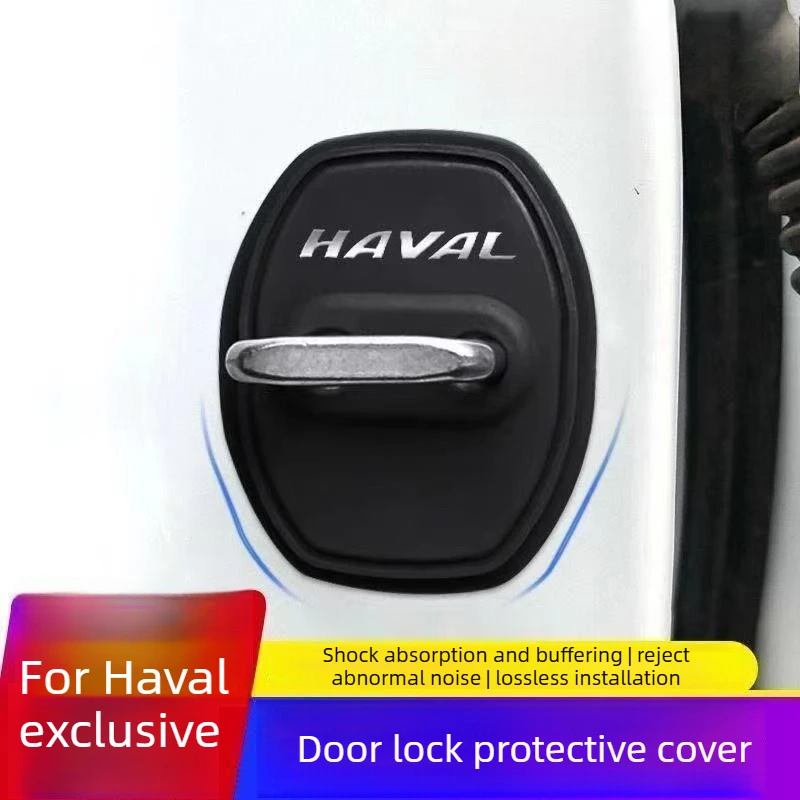 4pcs for Haval H6 H7 2023-2025 Automotive Door Lock Cover Buckle Silicone Shock Absorber Cushion Door Protection Cover
