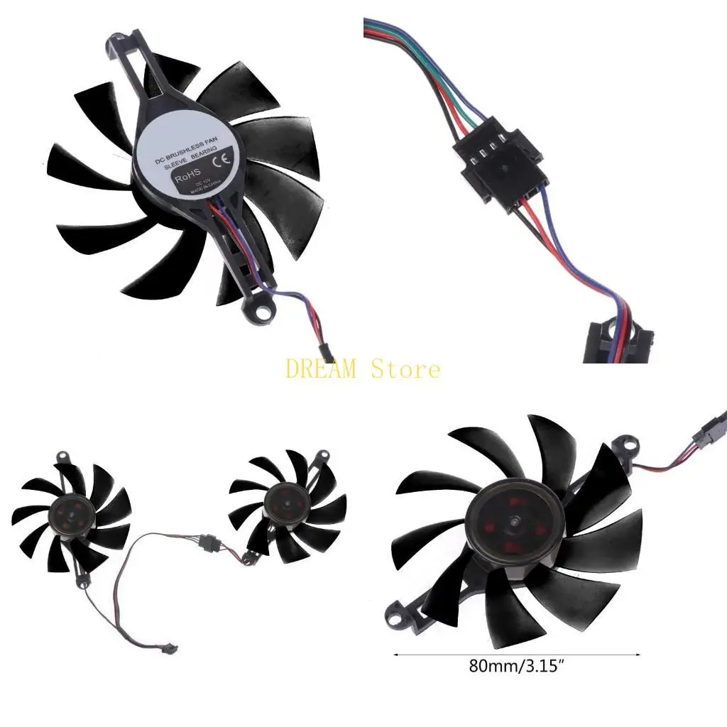 1Pair 80mm/3.15in Original VGA Fan Graphics Card Cooling Fan for Radeon RX 580 RX5500 XT 4 Pin 4 Wires Fan Radiators best sale