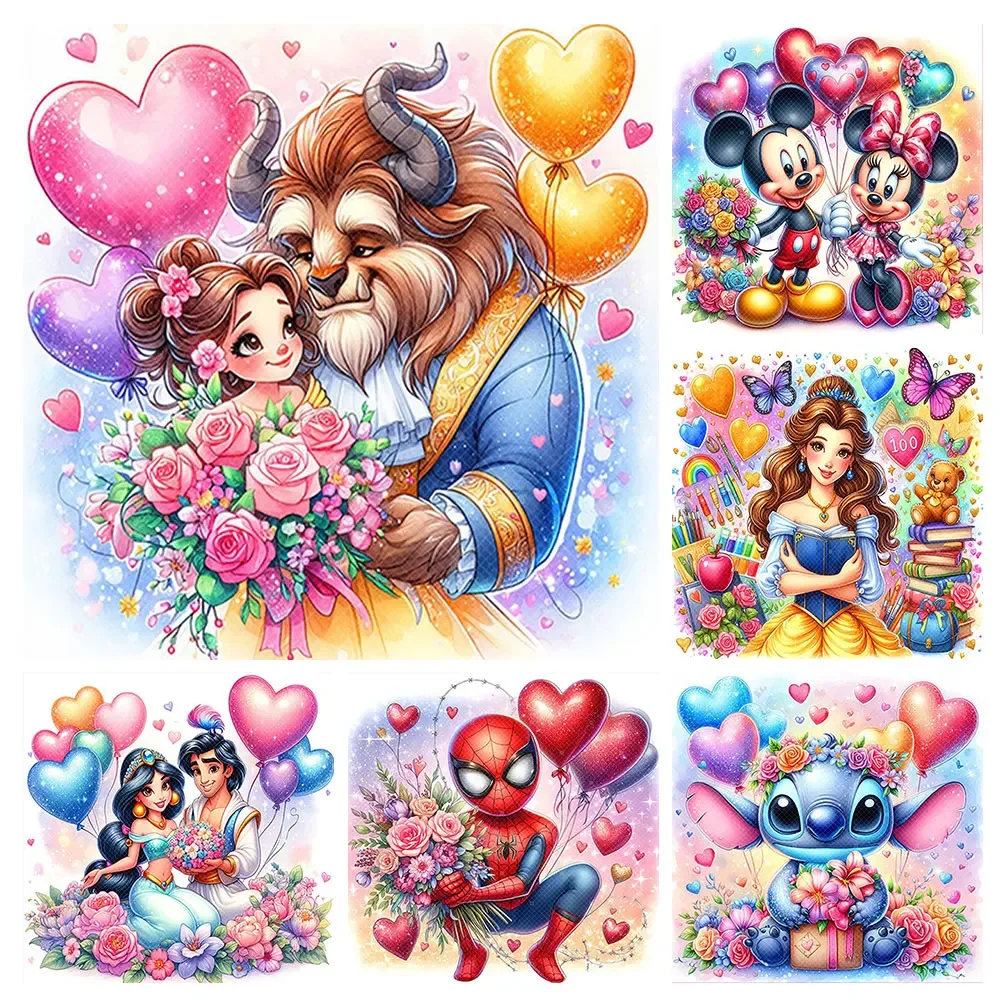 

Алмазная картина Диснея, воздушный шар в форме сердца, красота и чудовище, мозаичная картина, полная вышивка, художественный домашний декор, подарок на день Святого Валентина