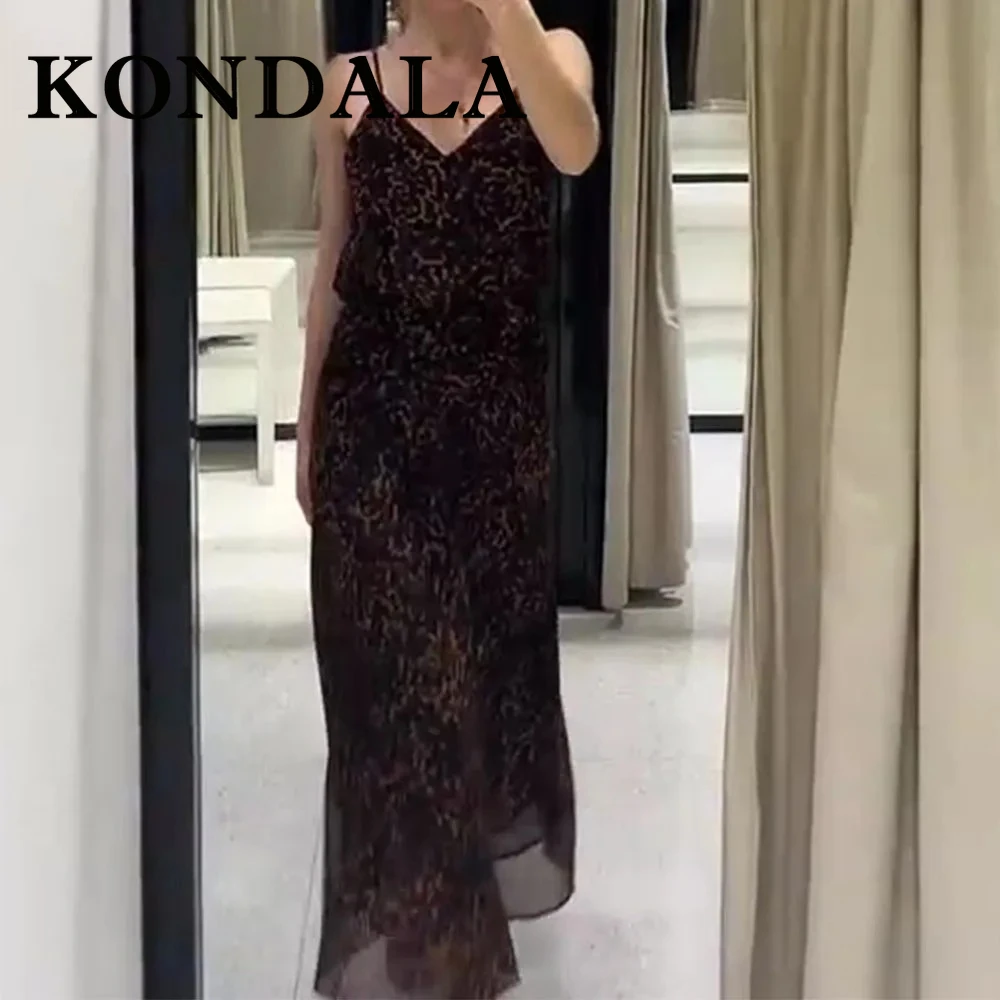 เดรสสายเดี่ยวลายเสือดาวสุดชิคจาก KONDALA แฟชั่นปี 2025 สำหรับงานปาร์ตี้กลางคืน สไตล์ลำลอง เปิดหลัง ทรงเข้ารูป สวยสง่า