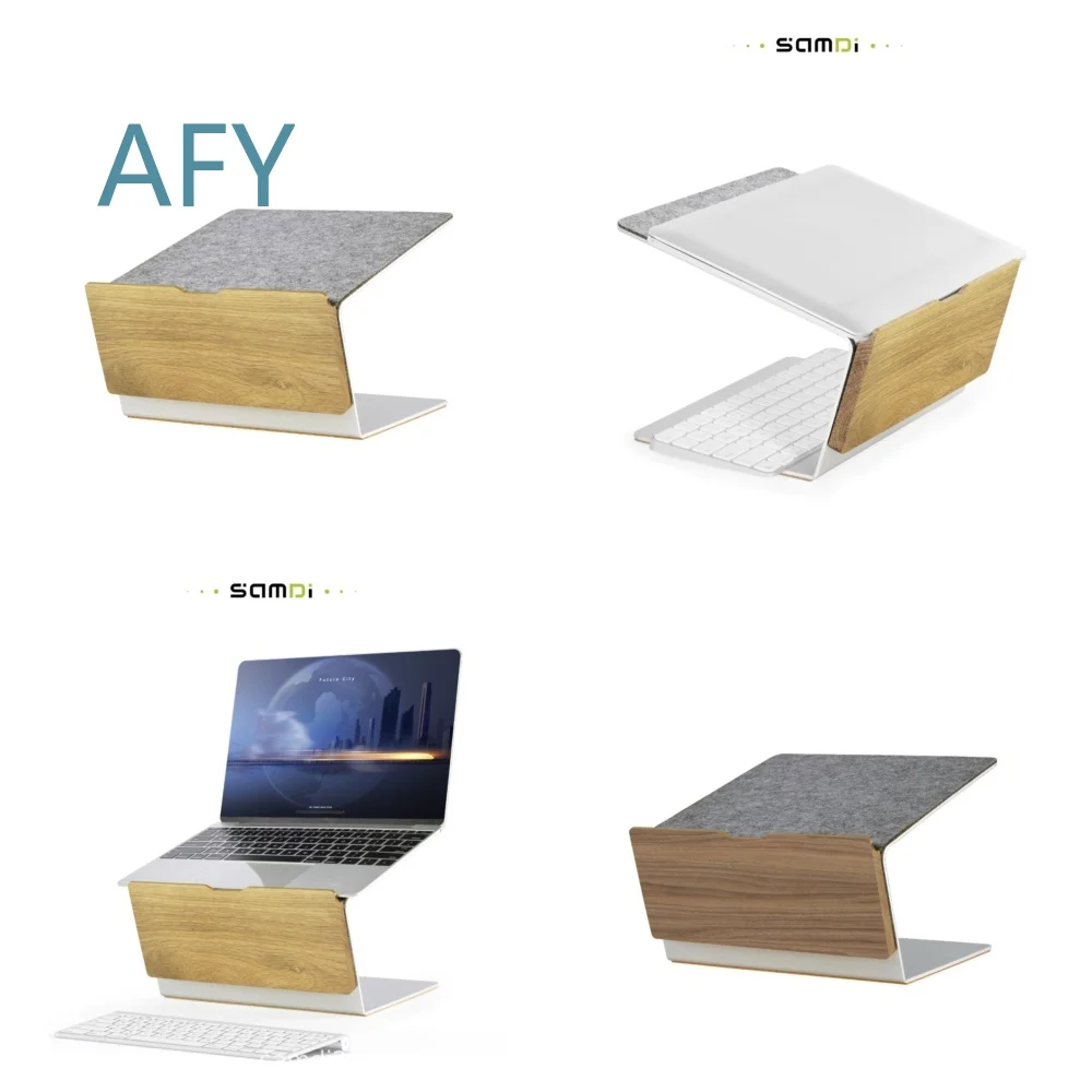 Aluminum Laptop Stand for MacBook Pro Air Dell HP Lenovo Tablet Desktop Riser Ergonomic Adjustable Height Cooling Pad for