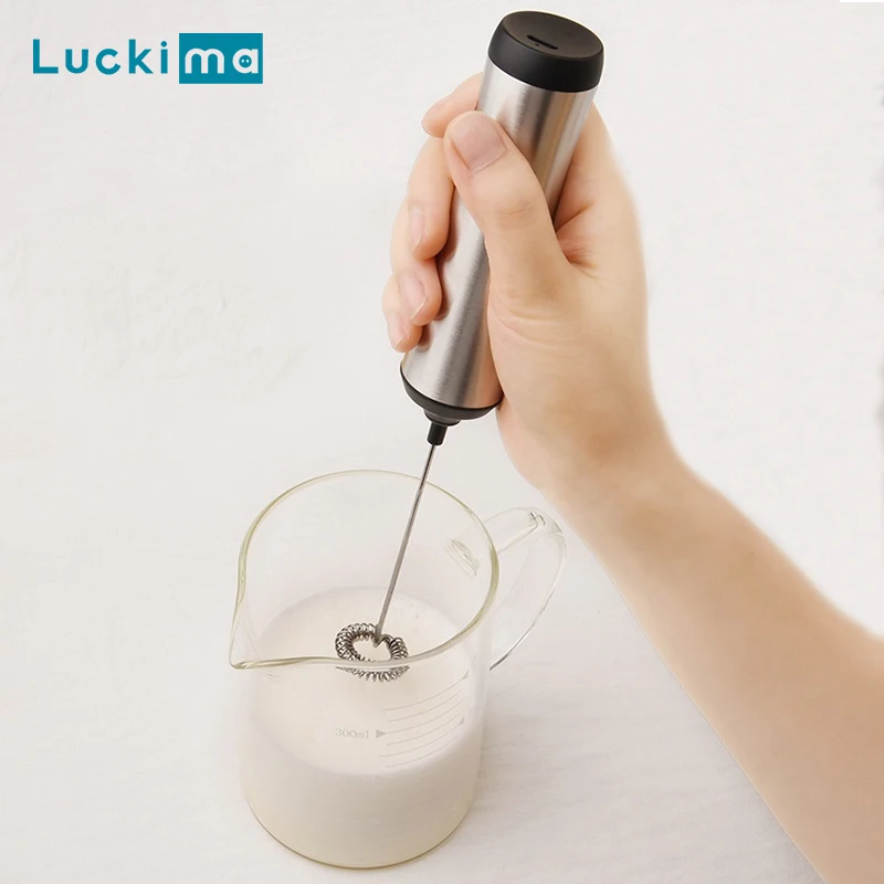 رغوة الحليب المحمولة القابلة لإعادة الشحن مع حامل، صانع رغوة كهربائي محمول مع شحن TPC للشوكولاتة الساخنة كابتشينو لاتيه