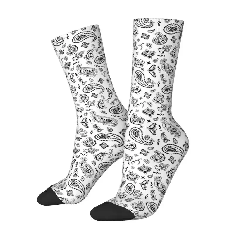 Novelty Men's Bohemian Style Bandanna Paisley Floral Print Dress Socks Unisex Warm Comfortable 3D Print Crew Socks