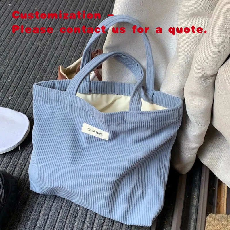 custom.Chuanghua Hot Sell Price Tote Bag Custom Printed Recyclable Grocery Shopping Bag With Fabric Corduroy