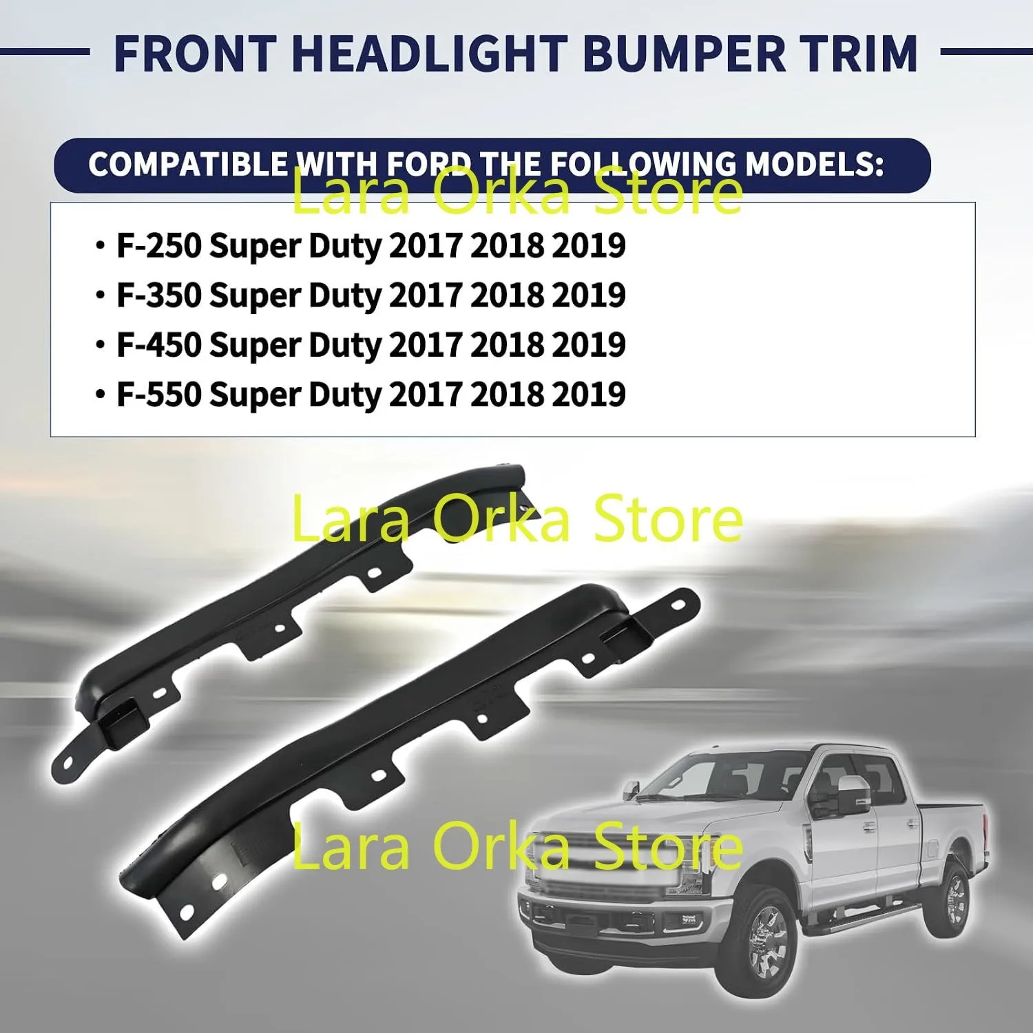 Front Bumper Trim Set Compatible with Ford F250 F350 F450 F550 Super Duty 2017 2018 2019 Replace HC3Z-17K833-A HC3Z-17K833-B
