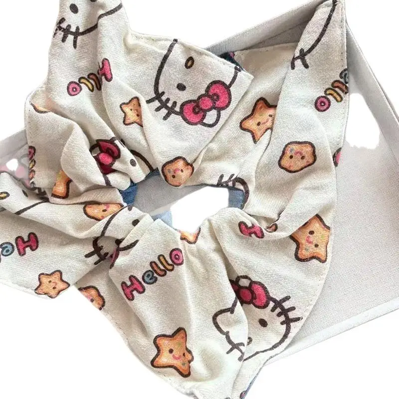 1 pz Sanrio HelloKitty Sciarpa quadrata Intestino crasso Anello per capelli Corda per capelli Hello Kitty Cerchio per capelli Ragazze Varietà Coda di cavallo Fascia