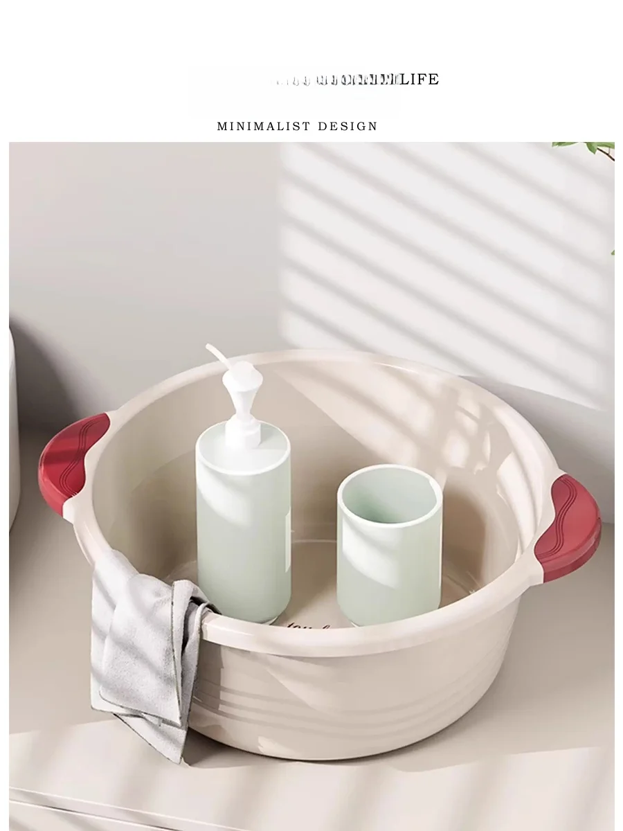 

Thiened Durable Large Size Plastic Wa Basin Deepened High Aesthetic Value for Home Use Batoom Cleaning Tool round ape