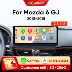 Ainavi 2 Din Android Car Multimedia Video Player For Mazda 6 GJ Atenza 2013-2015 12.3'' Radio  Wireless Carplay Android Auto 4G