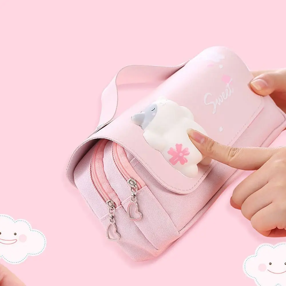 Multi-Function Cat/Puppy Pen Bag Large-Capacity Three Layer Stationery Storage Bag Decompression Portable Pencil Box Gift