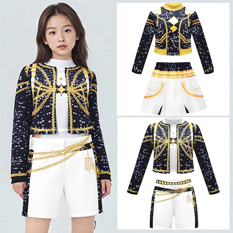 K-POP Witch Hunter Cos Suit, Rumizo Yimira Black Gold Singing Suit Abito per bambini stampato in 3D Halloween
