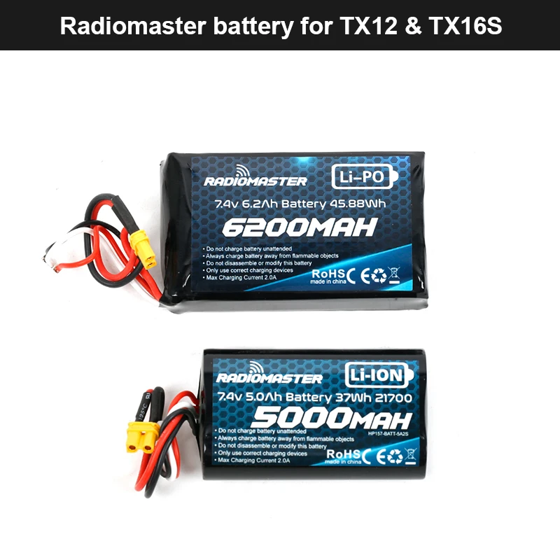 RadioMaster  TX12 TX16S 2S 7.4V 5000mAh/6200mAh Lipo Battery Universal Module Batteries Remote Control