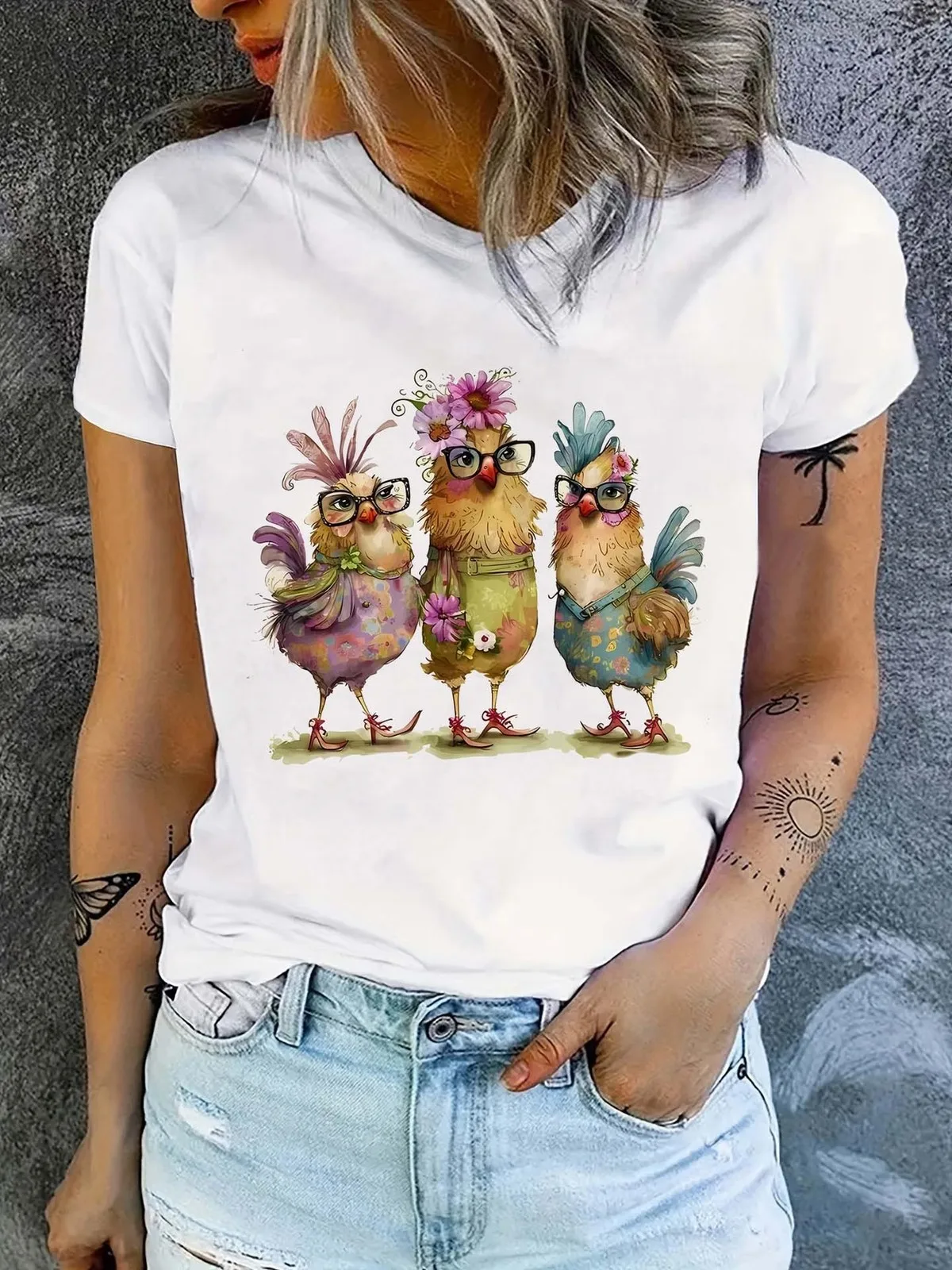 

Adorable Chicken Design Short Sleeve T-Shirt