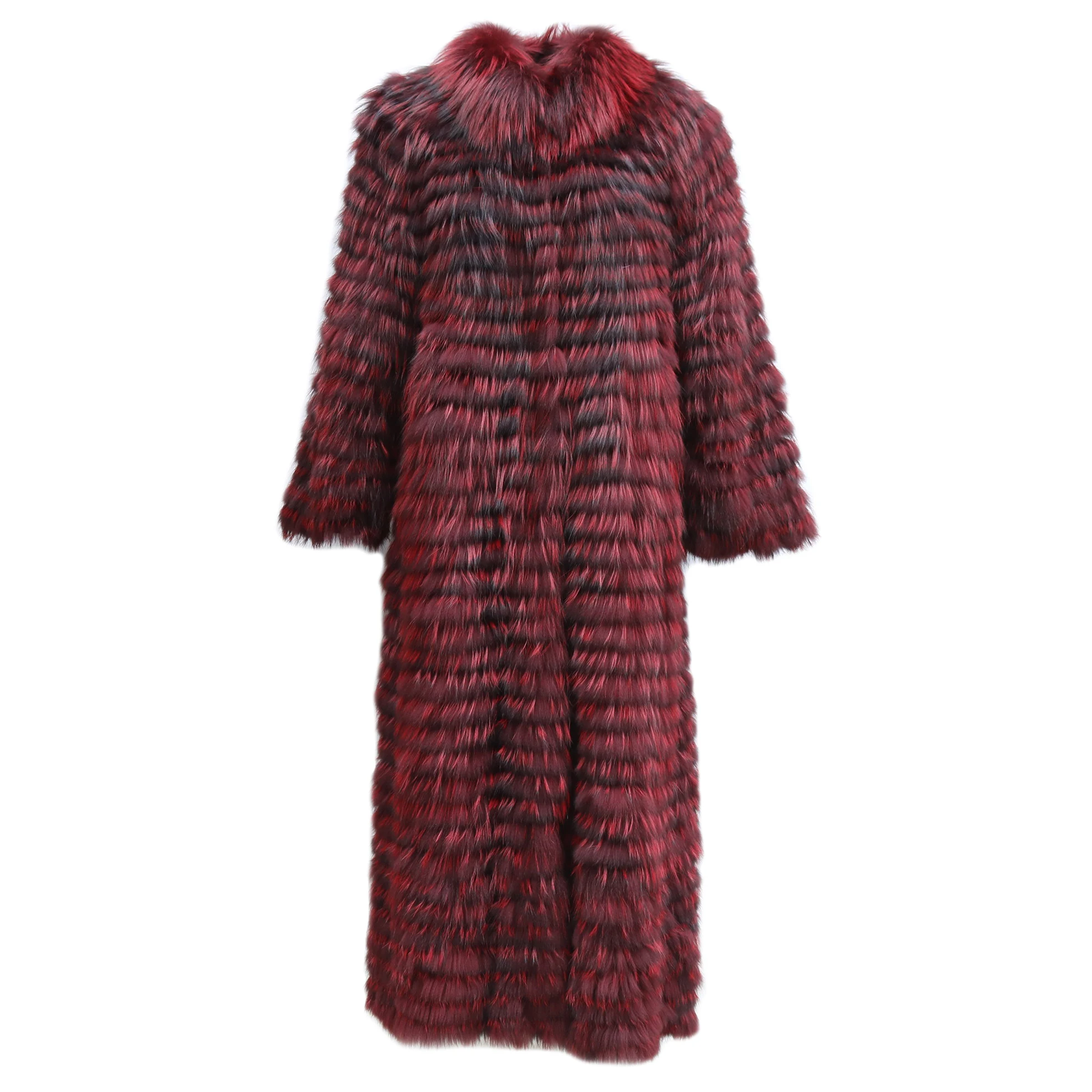 

FURYOUME Autumn Women's Real Fox Fur Long Coat Natural Fur Jacket Ladies Luxury Fluffy Warm Outwear Fashion Streetwear