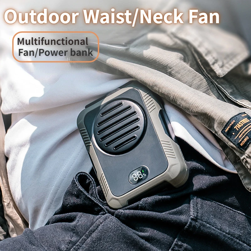 Outdoor Waist Mounted Fan USB Portable Power Bank with Bladeless Hanging Neck Fan Hanging Neck Waist Fan USB Mini Portable Fan