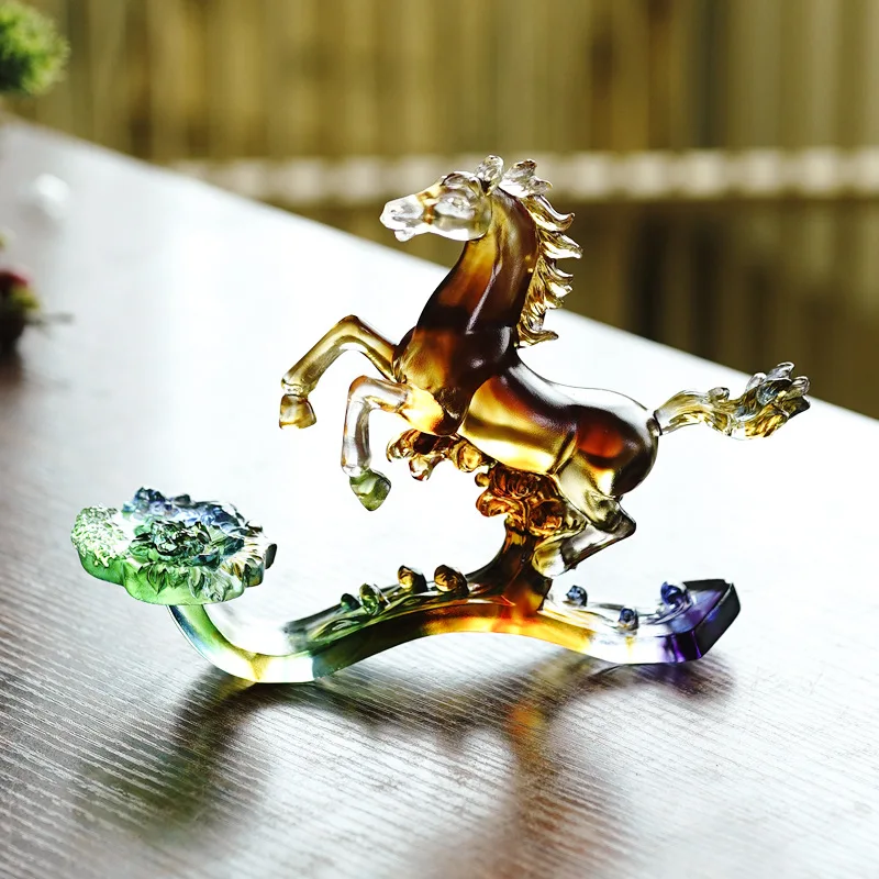 Fulfillment Immediately Success Glass Zodiac Horse Lucky Charm Home Living Room Ornament Birthday Gift