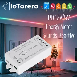 IoTorero WLED Type-C PD Energy Meter Addressable Sounds Reactive Strip Controller WS2811 WS2812B WS2814 WS2815 etc
