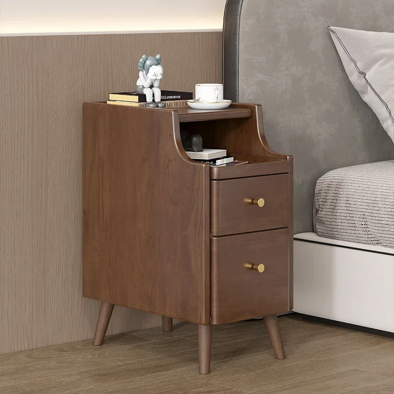 Smart Nightstand Small Size Modern Simple Wireless Charging Safe Extremely Narrow Band Lock Small Seam Bedside Cabinet