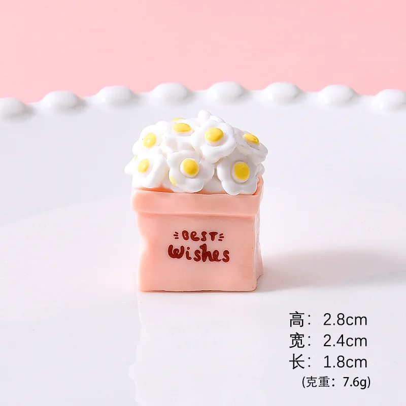 Mini Flower Pot Plant Sunflower Rose Resin Diy Desktop Car Small Miniatures Ornaments Cream Glue Accessories Decoration Decor
