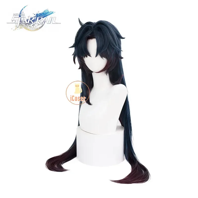 Honkai Star Rail Blade Cosplay Wig Dark Blue Long Hair Earrings Ear Clip Stellaron Hunters Astral Express Women Men Accessory
