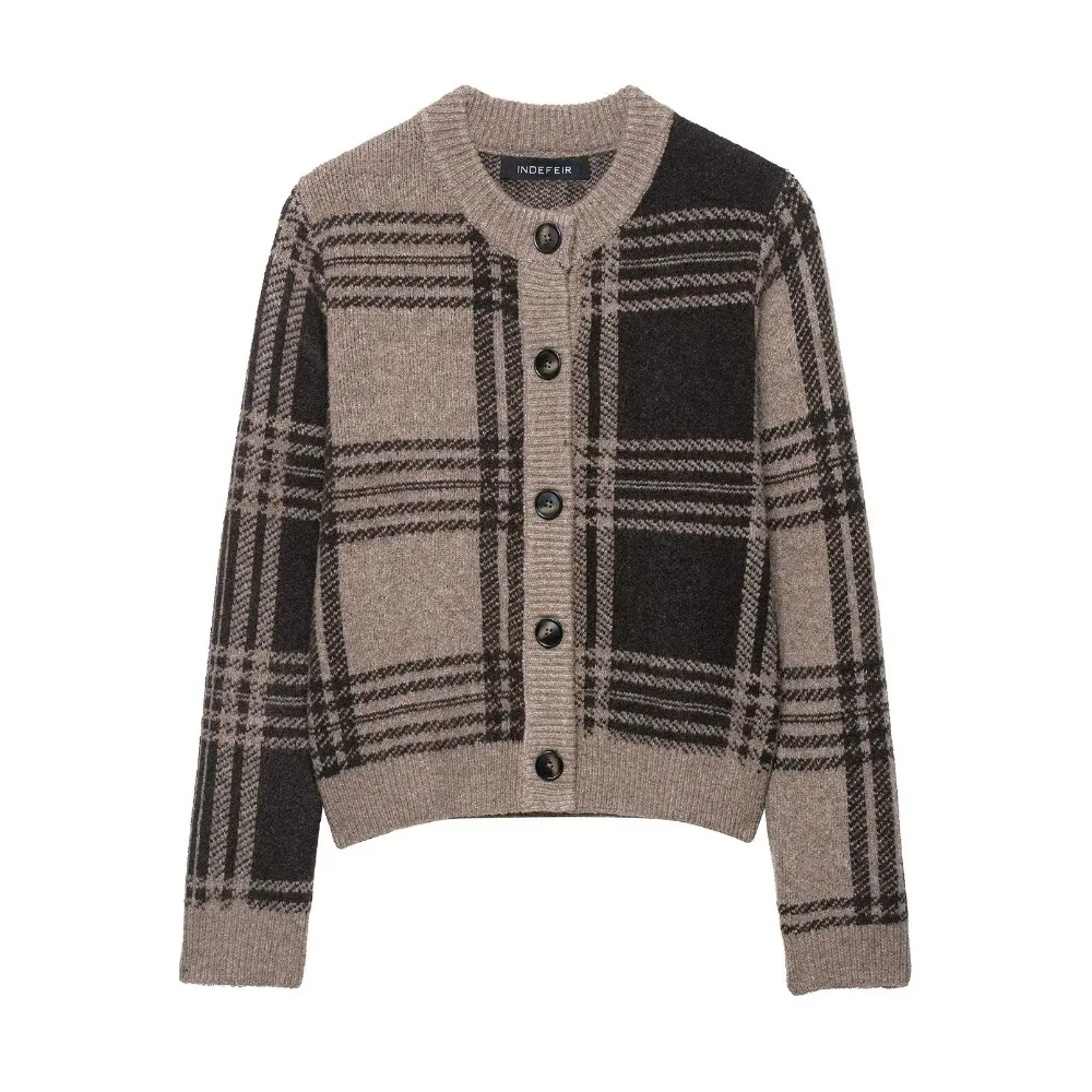 

Autumn Cardigan For Women Plaid Cozy Tasseled Sweater Woman Knitted Sweater Elegant Cardigans Knitwear Coat Outerwears