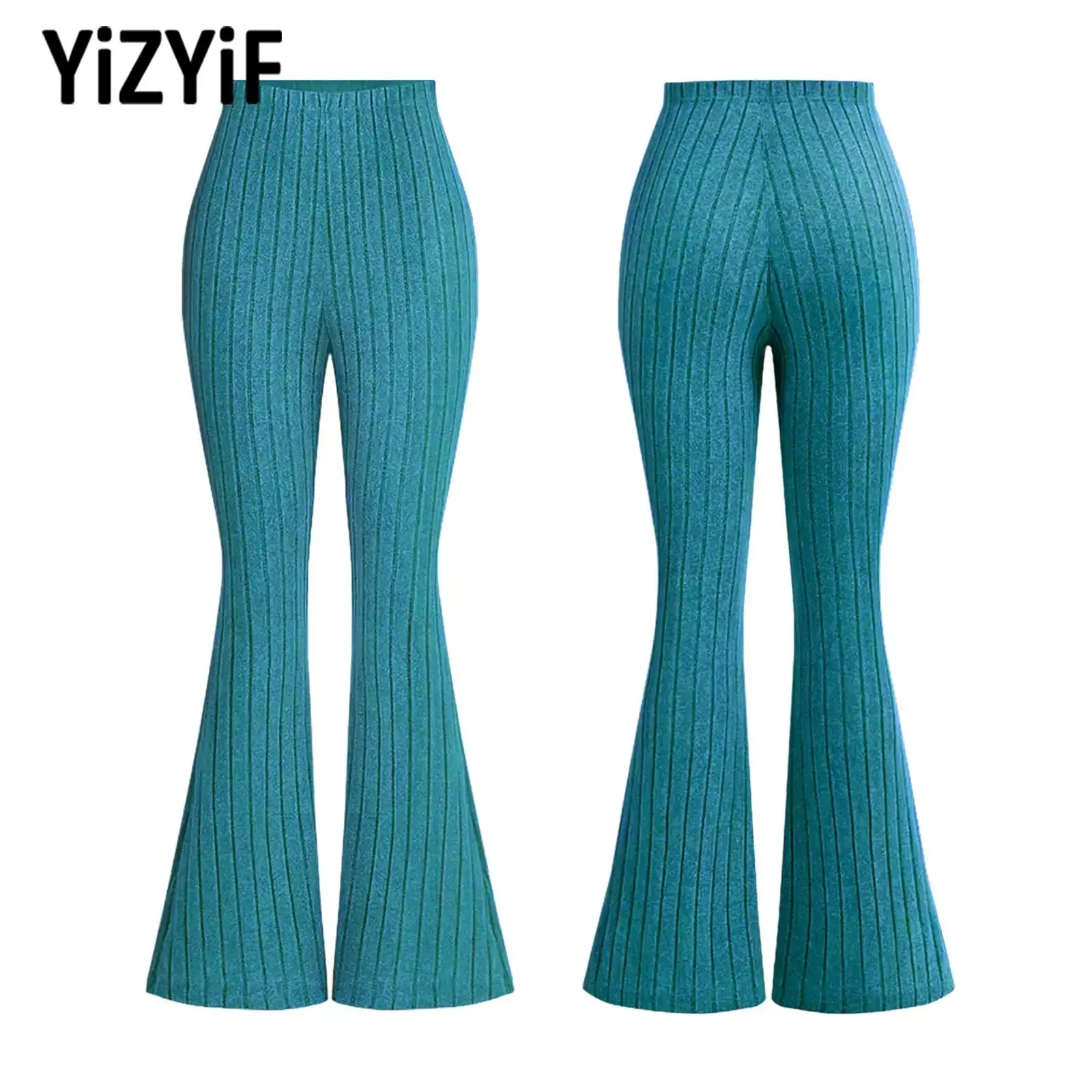 

Girls Stretchy Slim Fit Ribbed Flared Pants Kids Yoga Pilates Workout Exercise Pants Solid Color Bell-Bottom Leggings Clothes