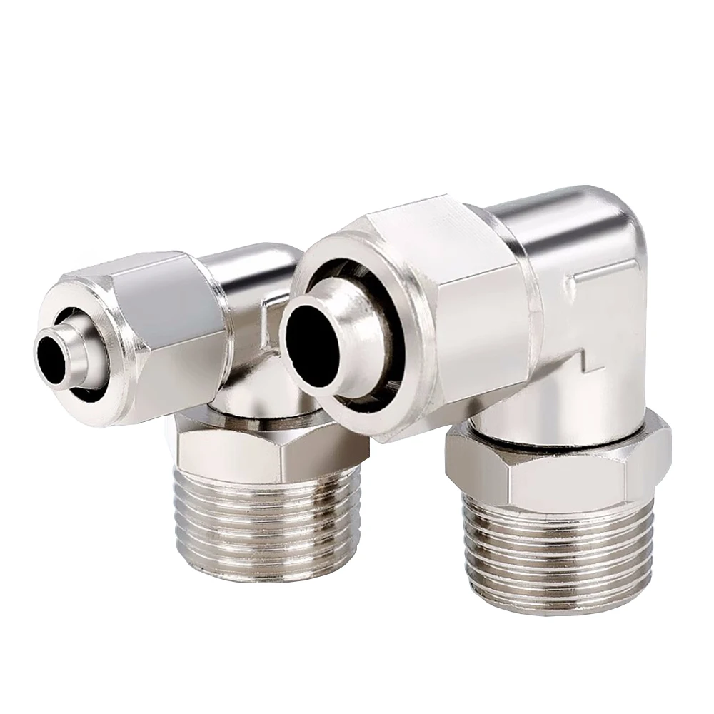 PL Fast Tightening Pneumatic Quick Connector PU Hose Pipe 4 6 8 10 12mm 360 Degree Rotary L Elbow Outer Thread 1/8 1/4 3/8 1/2