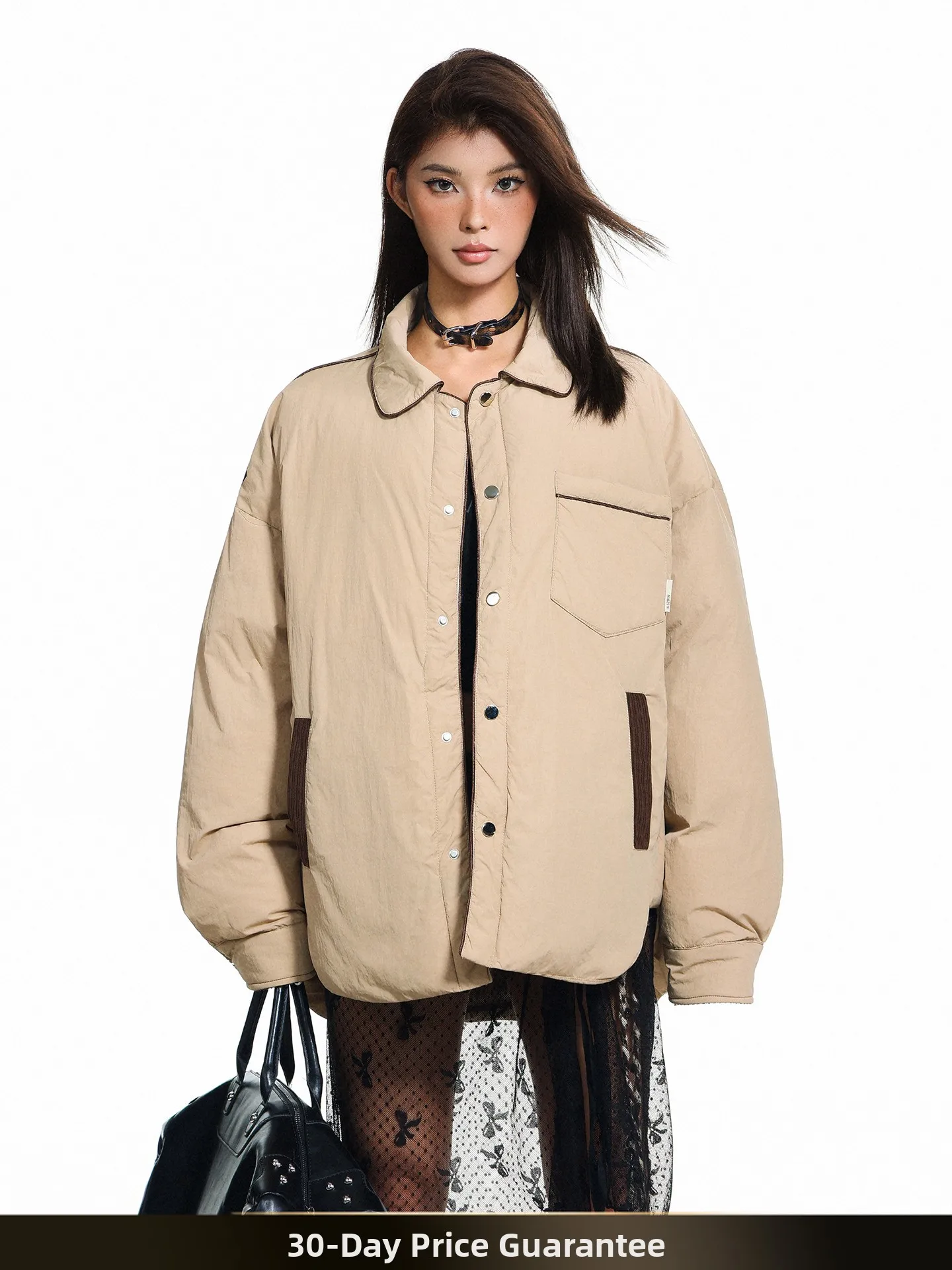 

Nted American Retro Thiened Winter Cotton Jaet Men's Warm Simple Workwear Coat Couple Sle Pure Color Long Coat for Teens