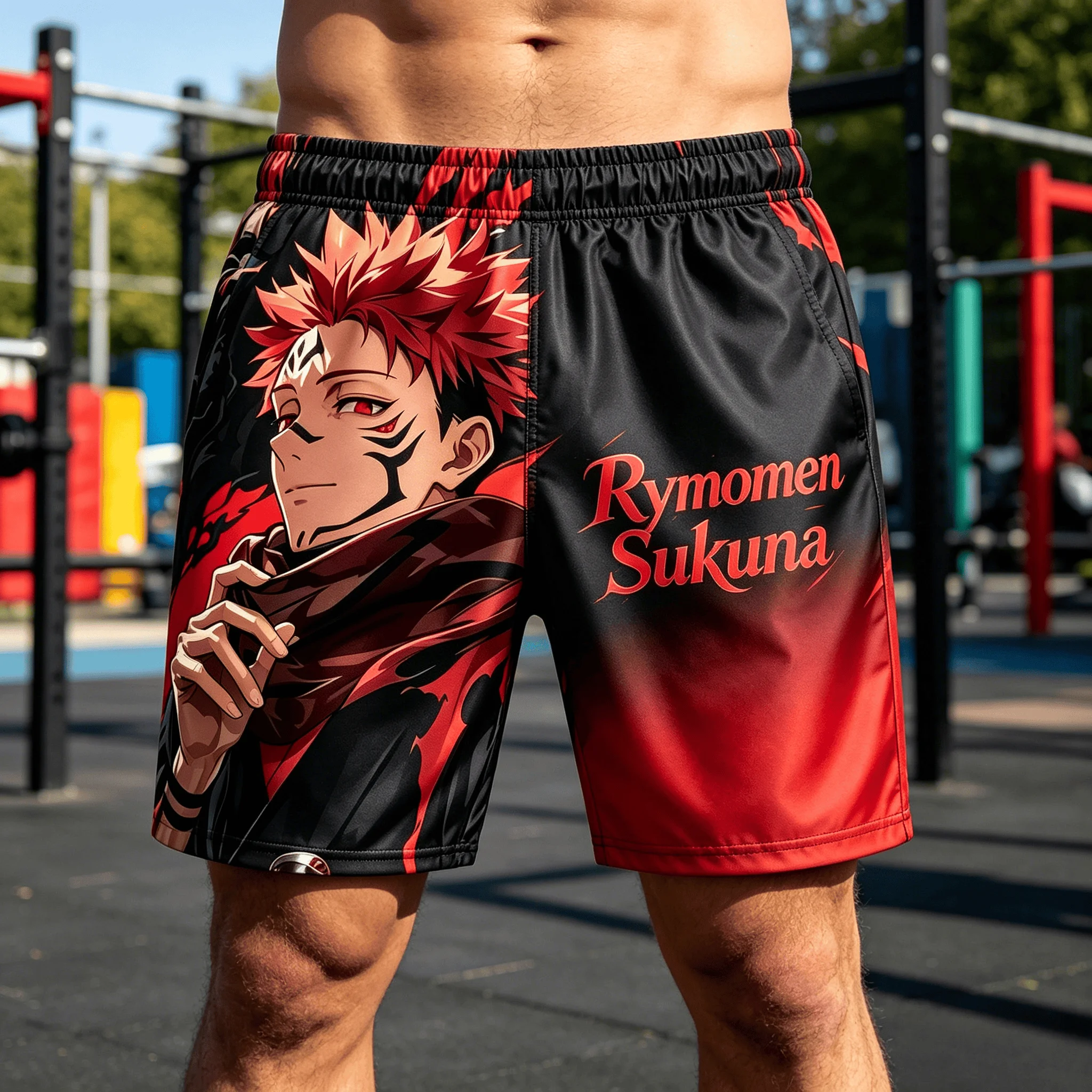 2026 Summer Jujutsu Kaisen Ryomen Sukuna Quick Dry Gym Shorts, Men's Unisex Anime Print Running Sports Board Shorts  Casual