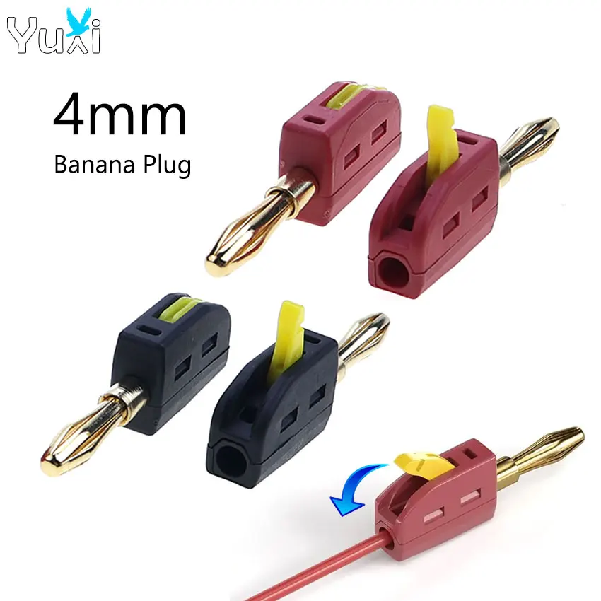 YuXi 4mm Banana Plug Solderless 32A High Current Quick Wire Connect Gold-plated Copper Banana Connectors for Speakers Amplifier