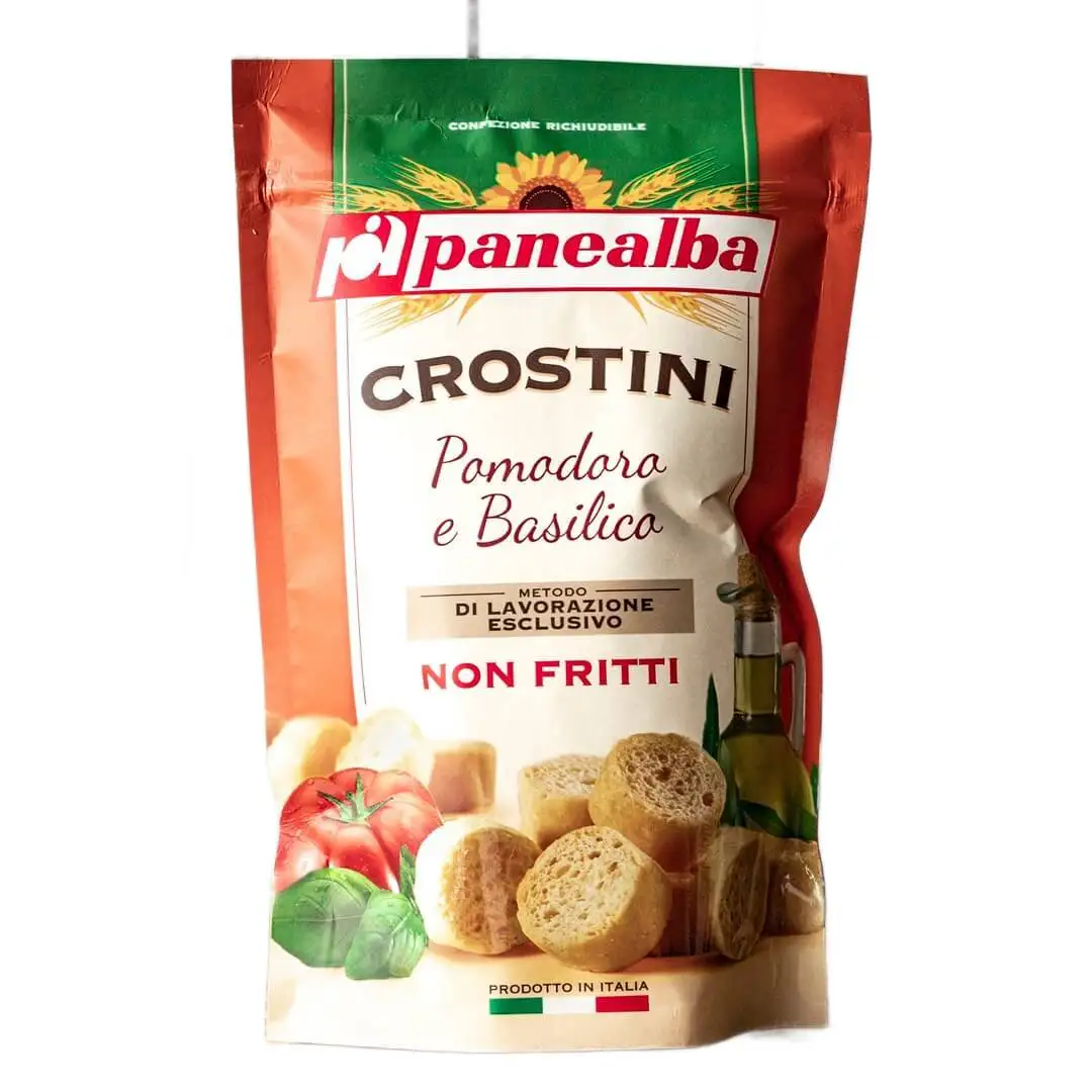 Grzanki z bazylią i pomidorami Crostini Pomodoro e Basilico 100g - Panealba