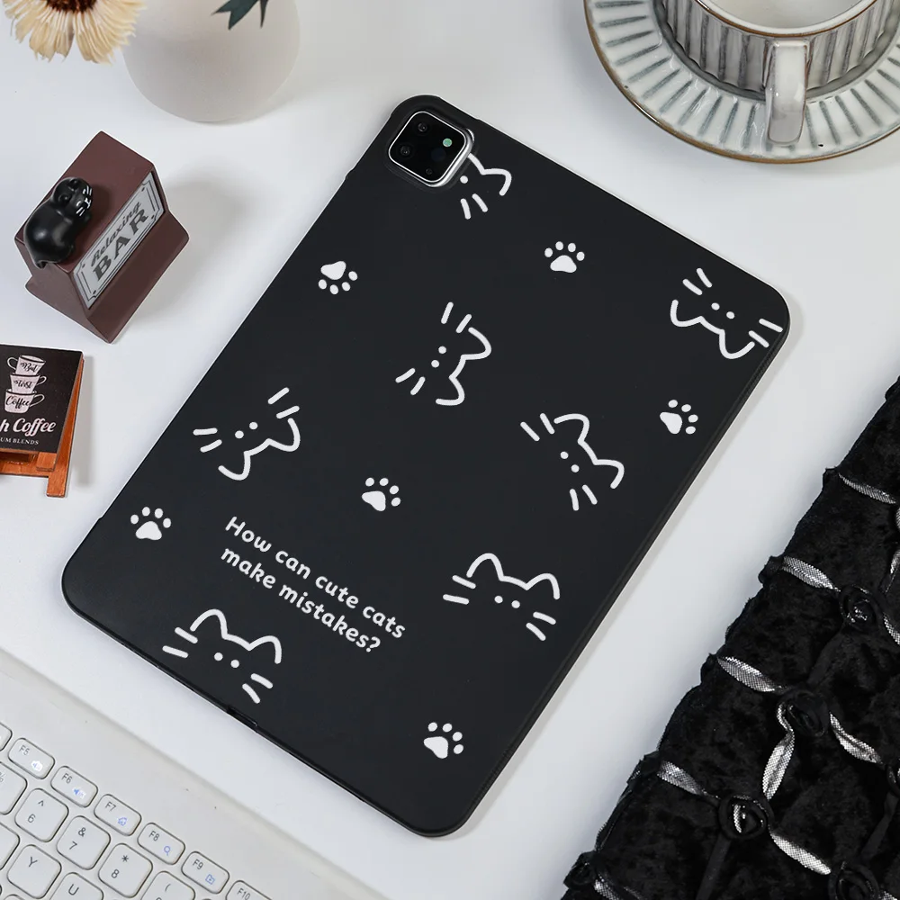 Aesthetic Simple White Line Cat Quote Matte Tablet Case For Xiaomi Redmi Pad 6S 7S 6 7 8 Pro Pad 2 Pro 12.1Inch Protective Shell